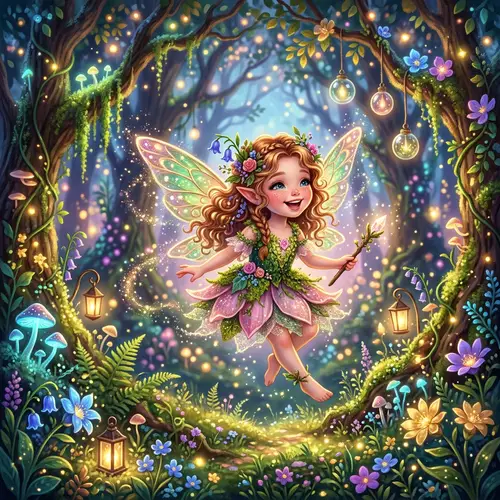 Cute Fairy in a Magical Forest