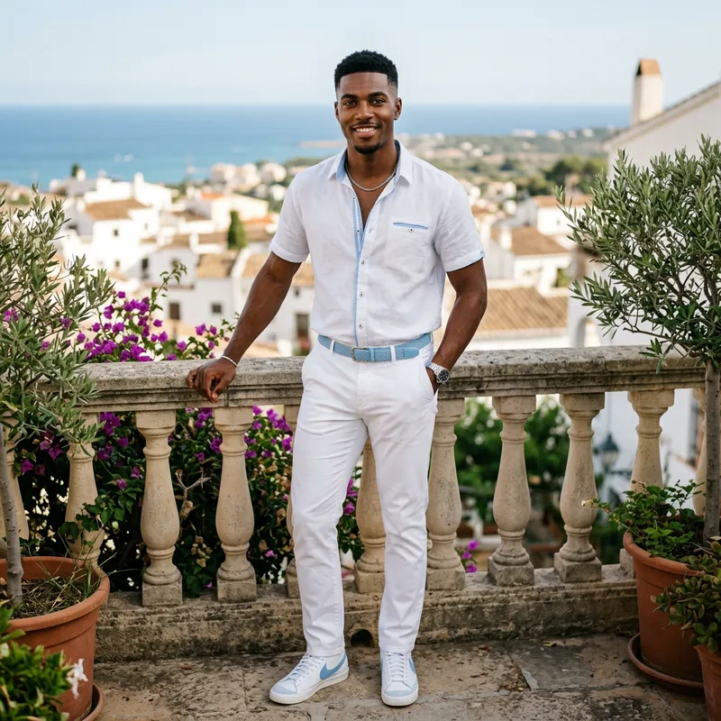 Lean Athletic Individual with Low Fade Hairstyle & Brown Eyes