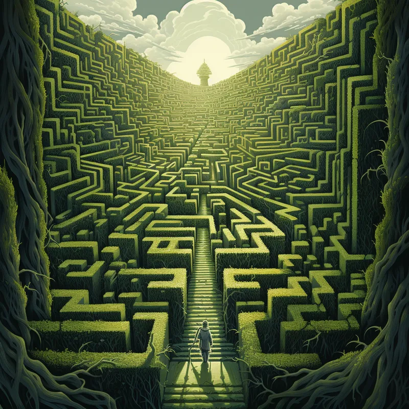 Explore a Tall Cartoon Hedge Maze Explore a Tall Cartoon Hedge Maze