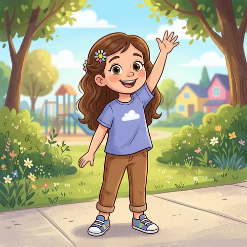 Cheerful Cartoon Girl - Six Years Old