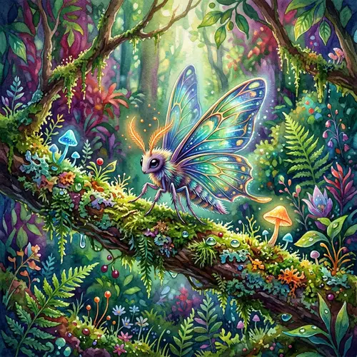 Fantastical Creature in a Colorful Forest