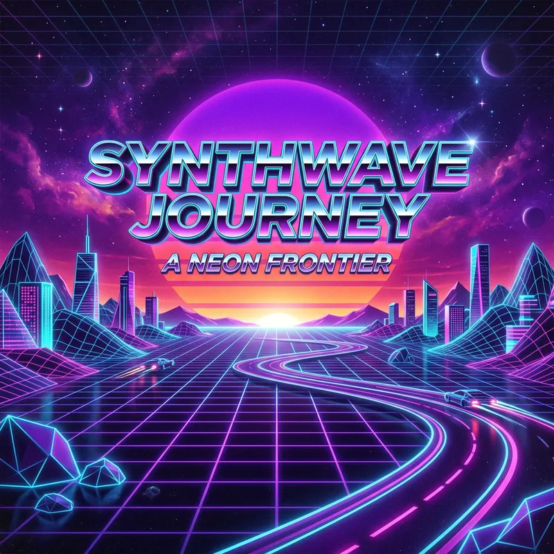 Retro-Futuristic Synthwave Landscape Art