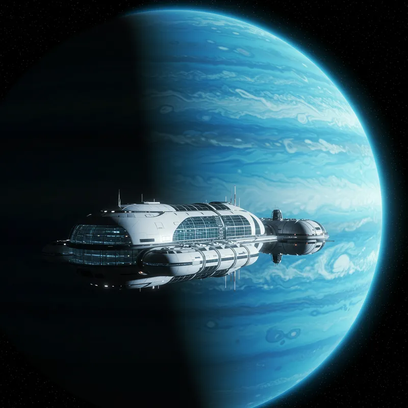 Floating Hotel on Blue Gas Giant