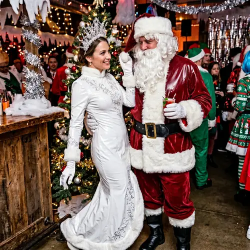 Provocative Snow Maiden & Santa Costume Party