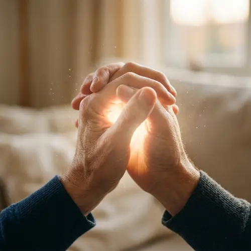Radiant Connection: Hands Symbolizing Spiritual Bond