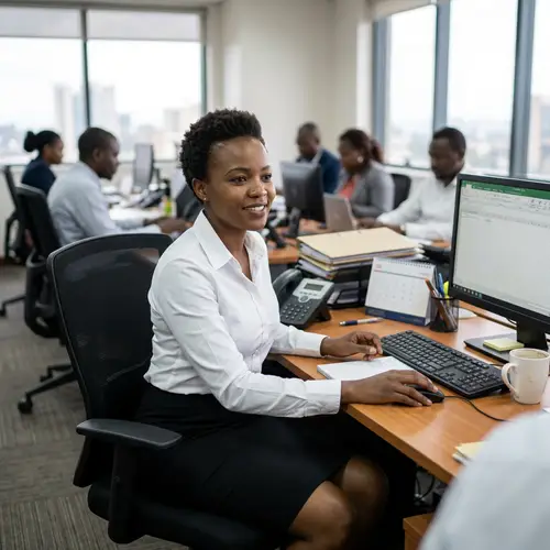 Elegant African Secretary in Black Pencil Skirt