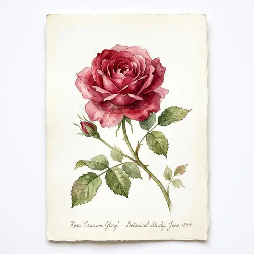 Vintage Watercolor Red Rose Illustration