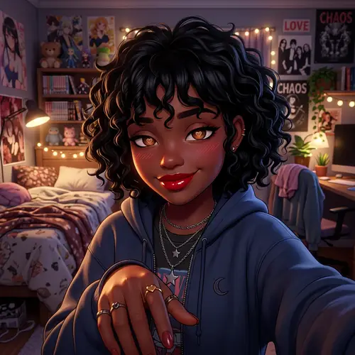 Stunning 3D Anime Portrait of a Dark-Skinned Woman