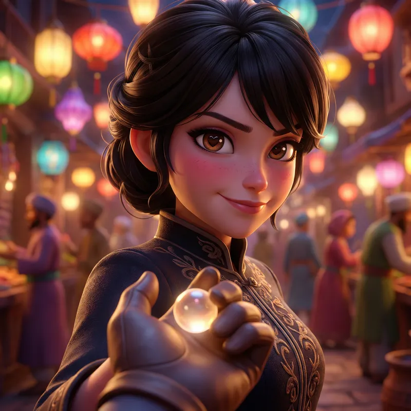 Stunning 3D Anime Woman with Heart-Shaped Eyes