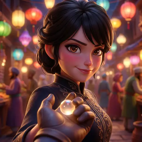 Stunning 3D Anime Woman with Heart-Shaped Eyes