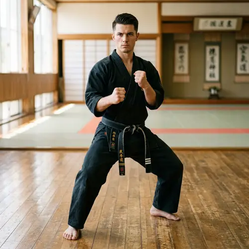 Male in Black Karate Uniform - Martial Arts Apparel