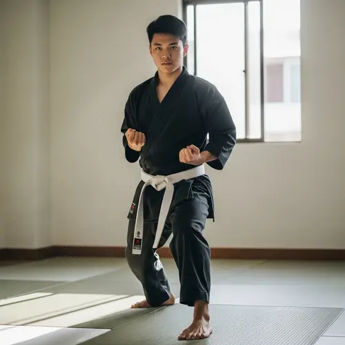 Male in Black Karate Uniform - Martial Arts Apparel