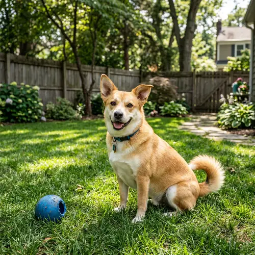 Lively Medium-Sized Dog with Golden & White Fur