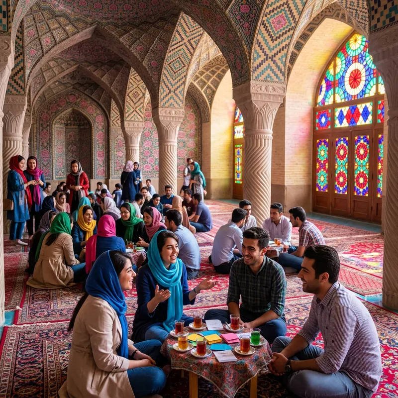 Vibrant Matchmaking Event at Nasir al-Mulk Mosque in Shiraz