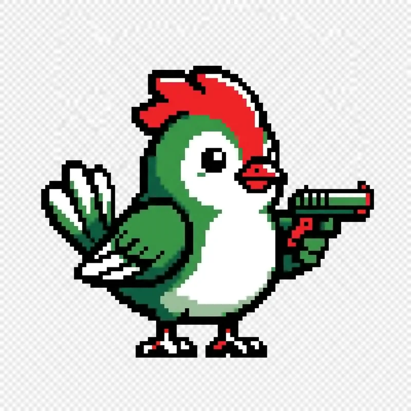 Flappy Bird Pixel Art with Gun - Unity Game Character Design