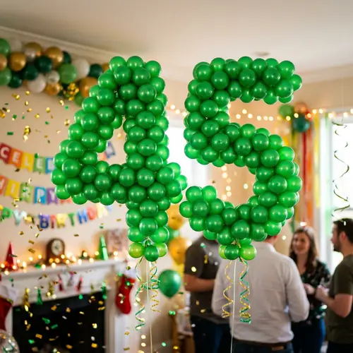Vibrant Green Number 45 Balloon Shape Design