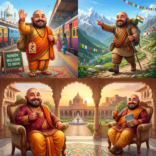 3D Chubby Monk Mascot for Travel Website