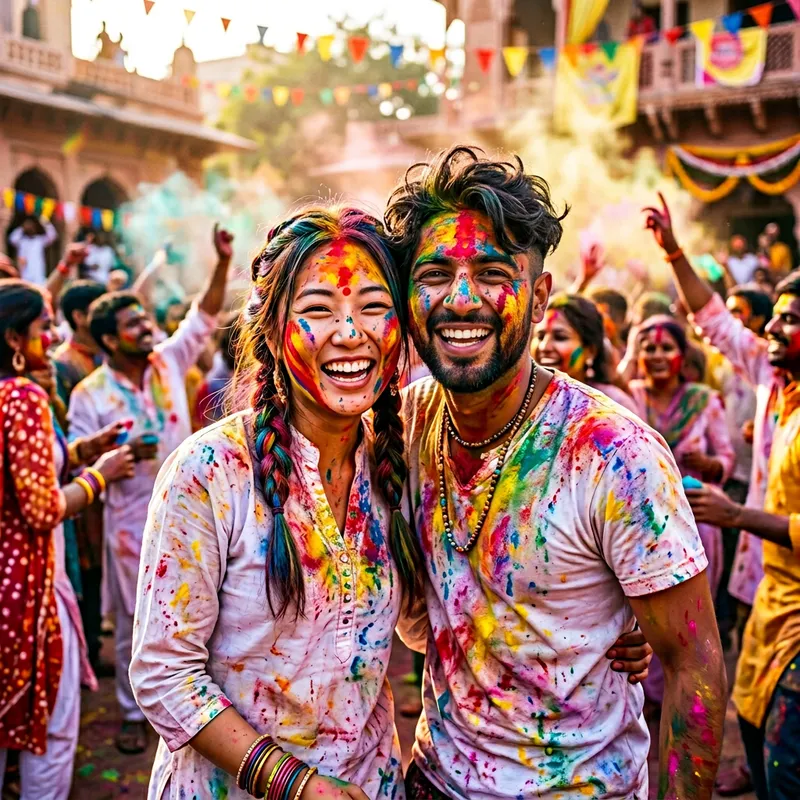 Colorful Holi Festival Portrait | Joyful Celebration Colorful Holi Festival Portrait | Joyful Celebration