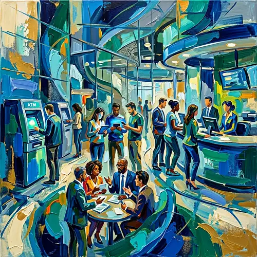 Modern Banking Consumer Behavior | Abstract Oil Painting