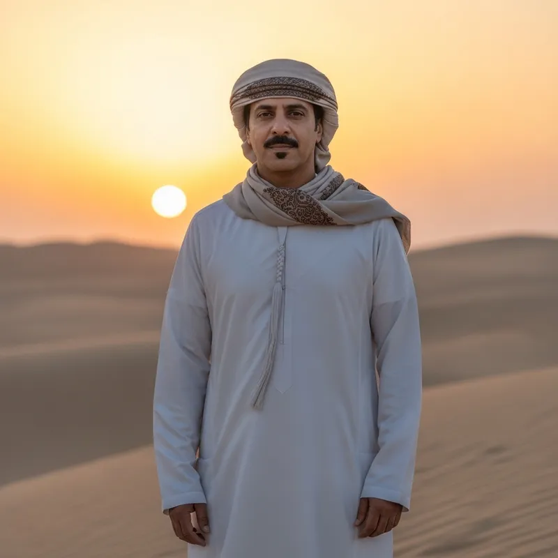 Arabian Man Against Sunset: Cultural Splendor