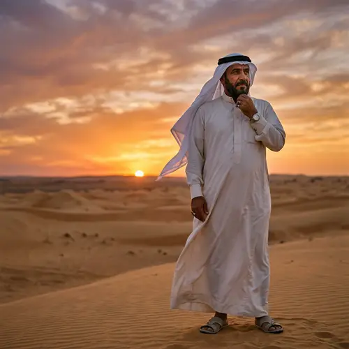 Arabian Man Against Sunset: Cultural Splendor