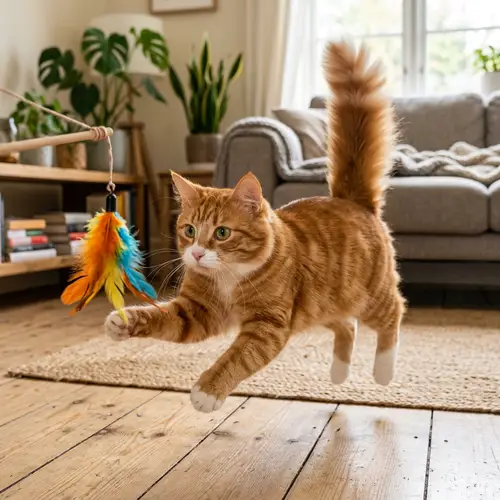 Playful Orange Tabby Cat with Green Eyes