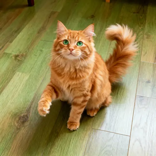 Playful Orange Tabby Cat with Green Eyes