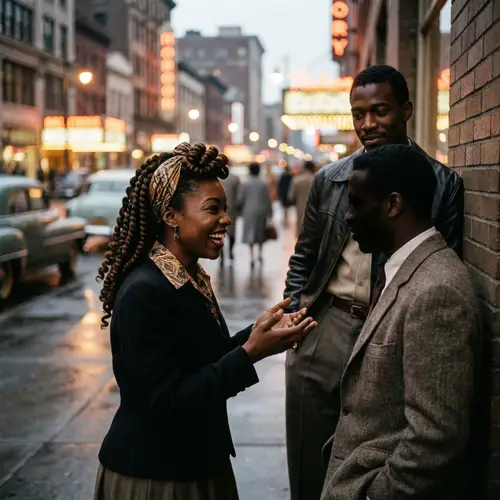 Captivating Black Woman with Braided Hair in Urban Setting