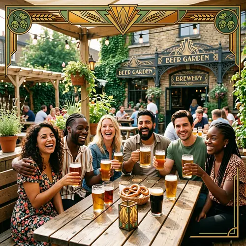 Joyful Moments at a Sunny Beer Garden