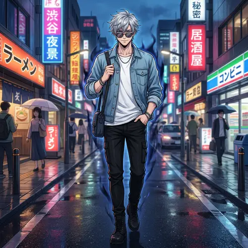 Mysterious Anime Character with Silver Hair