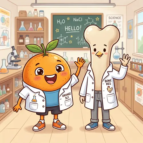 Cute Lab Coat Mascots: Orange & Bone Characters