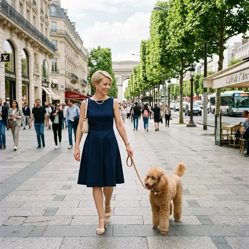 Princess Diana on Champs Élysée with Cute Poodle