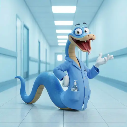 Funny Blue Snake Avatar in Lab Coat