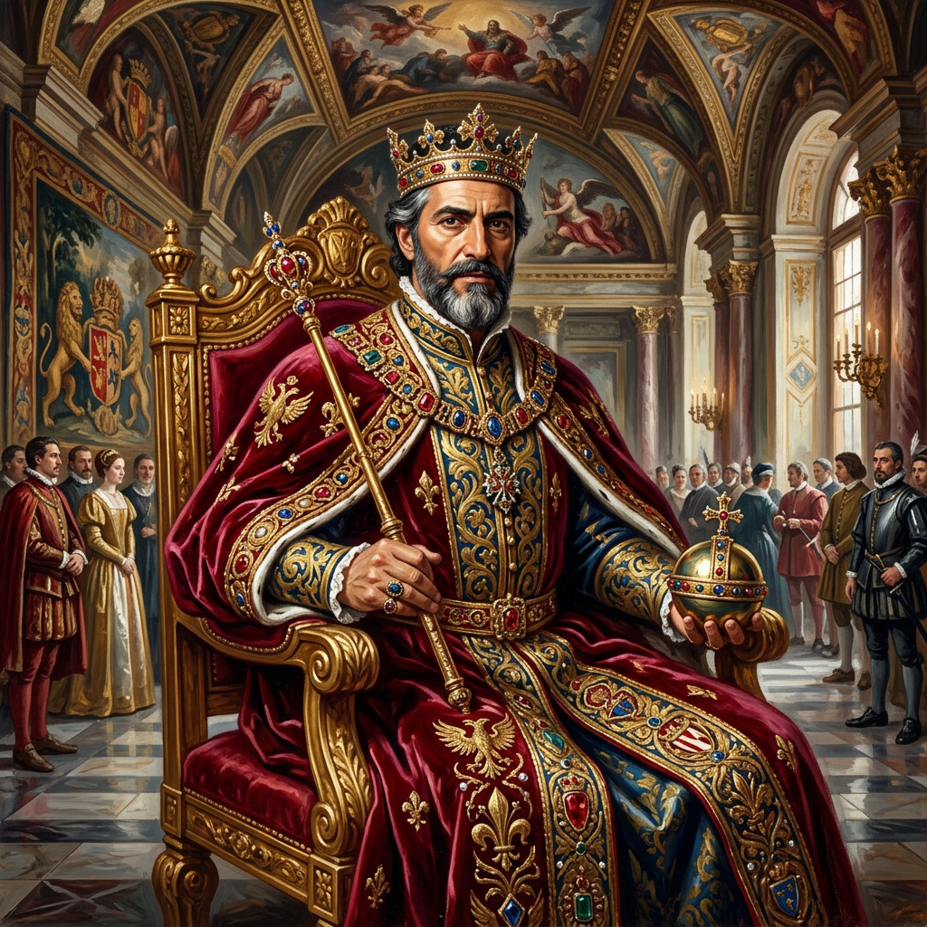 Regal Black Jesus in Majestic Renaissance Crown Painting | AI Art