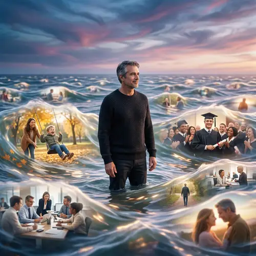 Man Immersed in Ocean of Memories