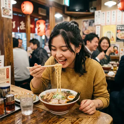 18-Year-Old Woman Enjoying Ramen Delight