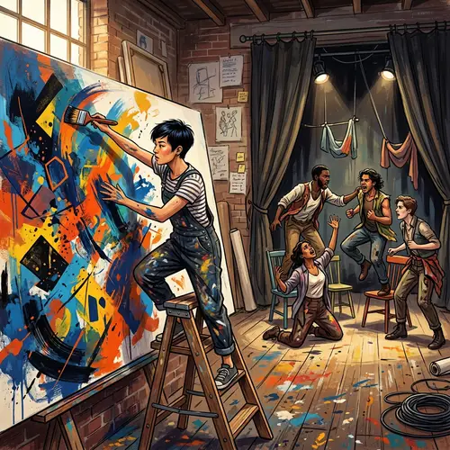 Experience Designer Creating Abstract Art in Diverse Theatrical Performance