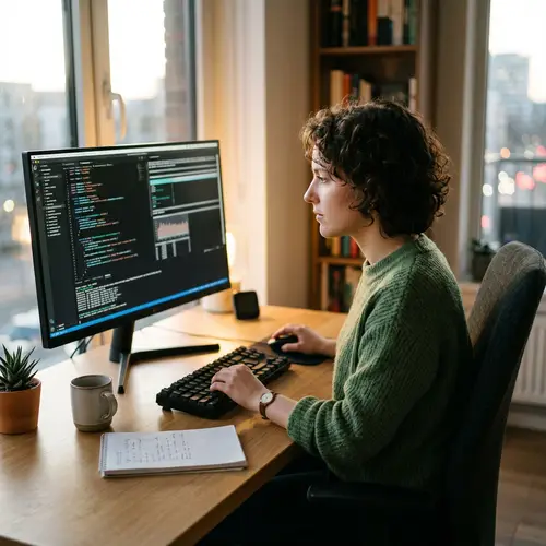 Person Working at a Computer Desk