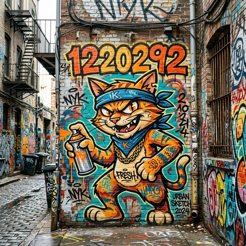 Vibrant Graffiti Cat Character Art Vibrant Graffiti Cat Character Art