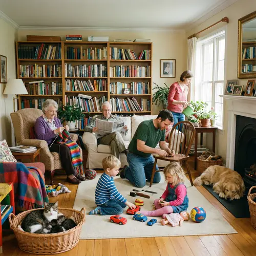 Family Gathering in a Cozy Living Room