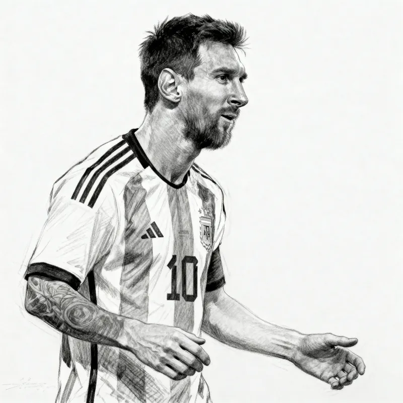 Sketch of Messi - Unique Art Design