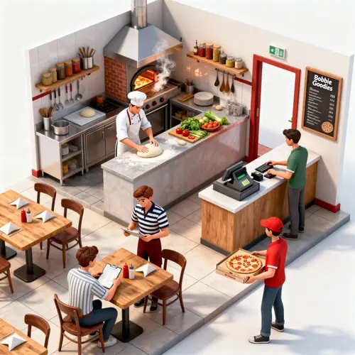 Realistic 3D Pizzeria Illustration