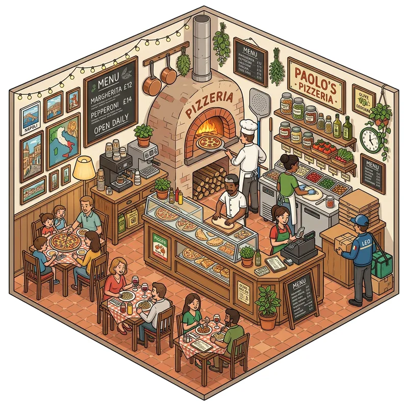 Realistic 3D Pizzeria Illustration