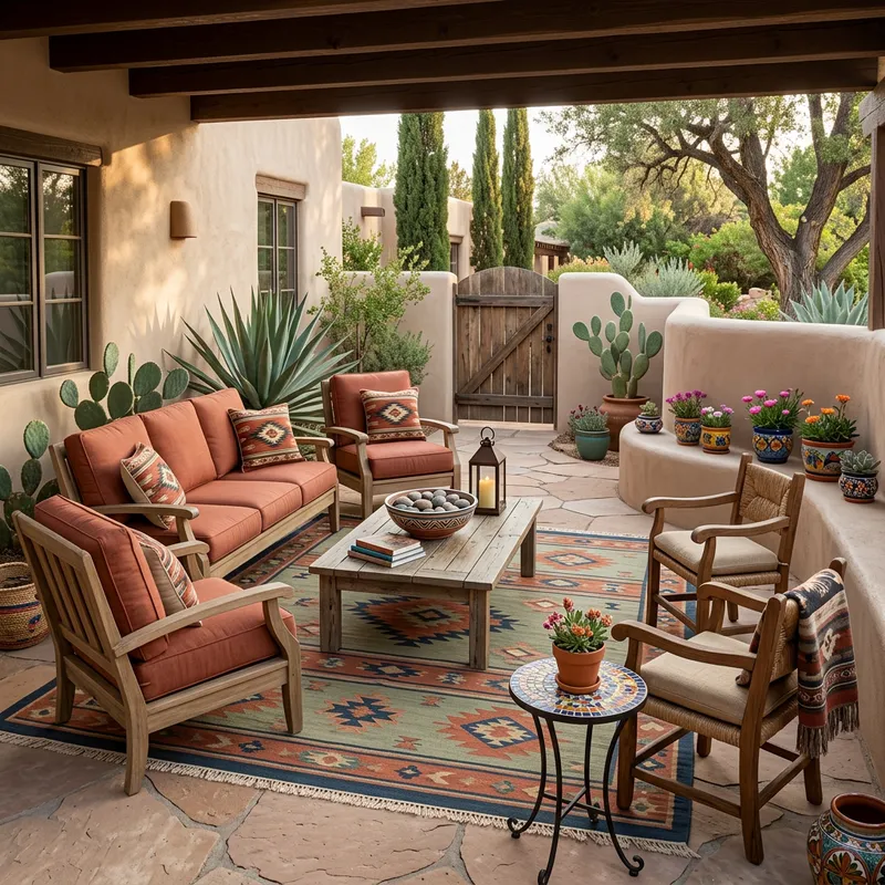 Beautiful Southwestern Outdoor Patio Furniture Arrangements