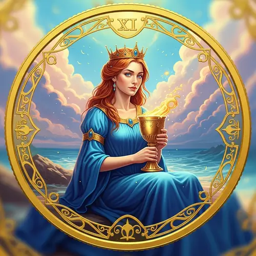 Queen of Cups Tarot Coin - Embrace Your Intuition