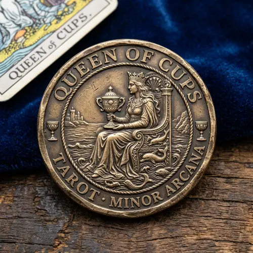 Queen of Cups Tarot Coin - Embrace Your Intuition