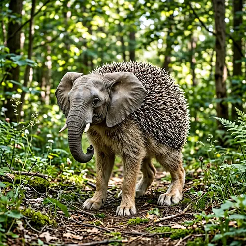 Unique Hybrid Animal: Elephant-Hedgehog-Rabbit
