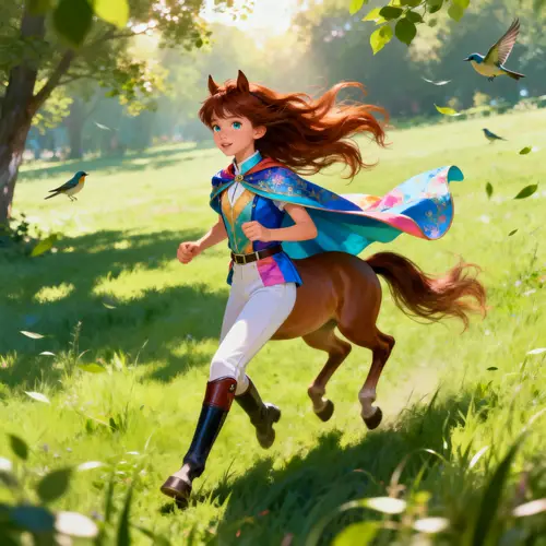Whimsical Meadow Fantasy: Model with Horse Features