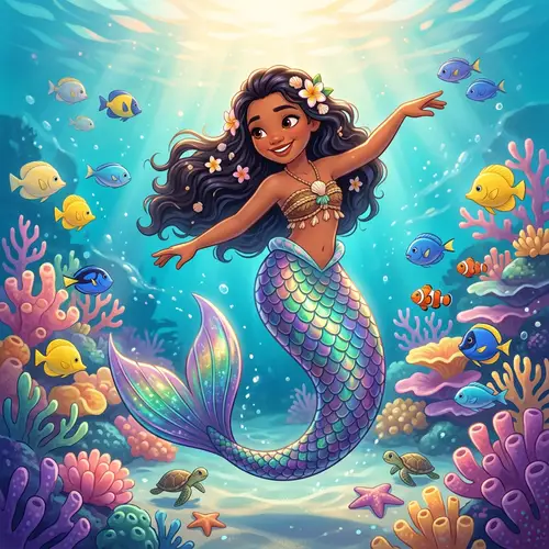 Saiya the Polynesian Mermaid in Coral Reef Dream