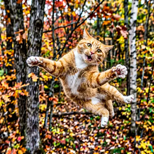 Surprised Domestic Short-Haired Cat in Fall | Golden with White Patches
